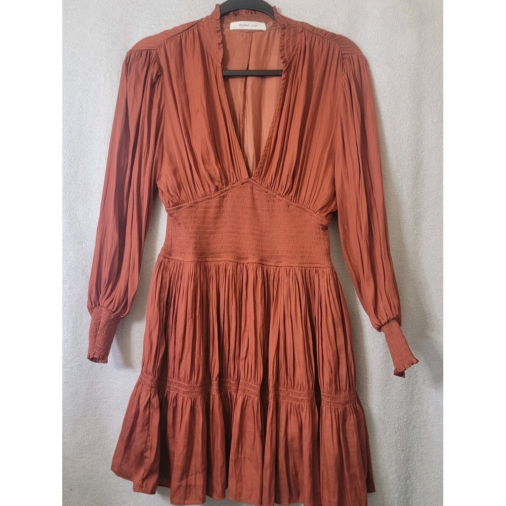 Mustard Seed Dress Small Elastic‎ Waist L/S Cottagecore Boho Fairycore Peasant